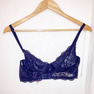 SAVAGE X FENTY Navy Lace Bralette SZ: 34C
